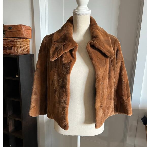 Dasco Filippidis Filippos Genuine Mink Brown Fur Cropped 3/4 sleeve Coat Sz 42 - Picture 2 of 15
